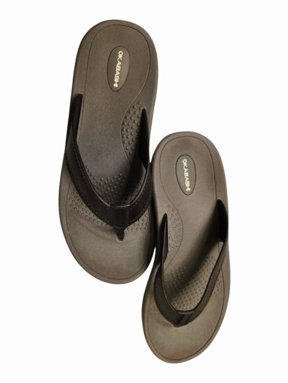 Okabashi Men’s Flip Flops Large 8-8.5 Gray Black